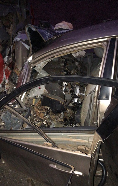 Parte frontal completamente destruída