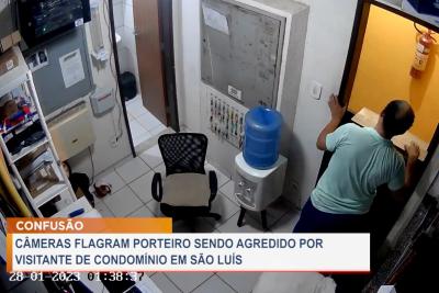 Câmera flagra porteiro sendo agredido em condomínio de São Luís